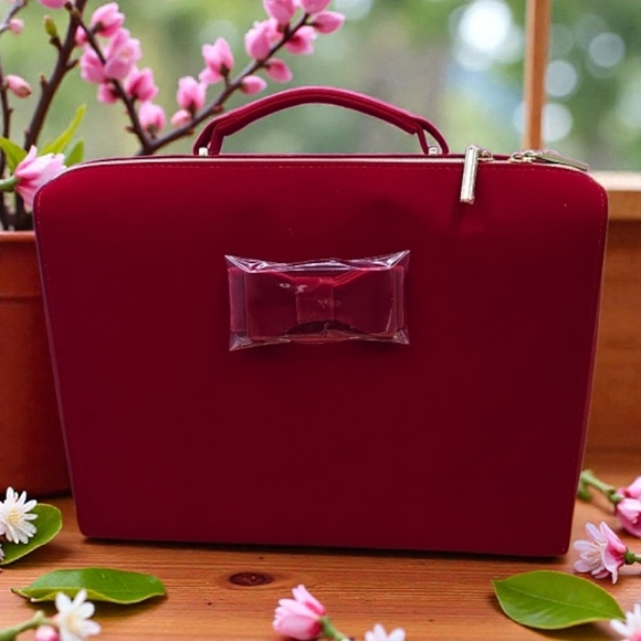 Estee Lauder Makeup Cosmetic Bag TRAIN CASE RED - Picture 8 of 13